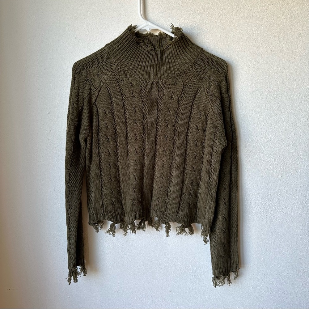 Olive distressed sweater size small